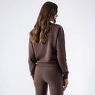 Equiline Ladies Eqzzie crewneck sweatshirt in cocoa powder, back view showing the relaxed cosy fit.