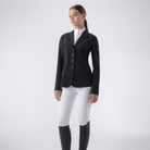 Equiline Ladies Garcia show jacket with tailored fit, navy color, and elegant design for equestrian competition attire.