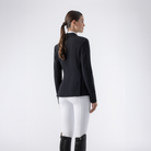 Equiline Ladies Garcia Show Jacket back view, tailored black show jacket with sleek design and elegant stitching details.