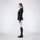 Equiline Ladies Garcia show jacket in navy, tailored fit, with front buttons and elegant stitching, designed for equestrian competitions.