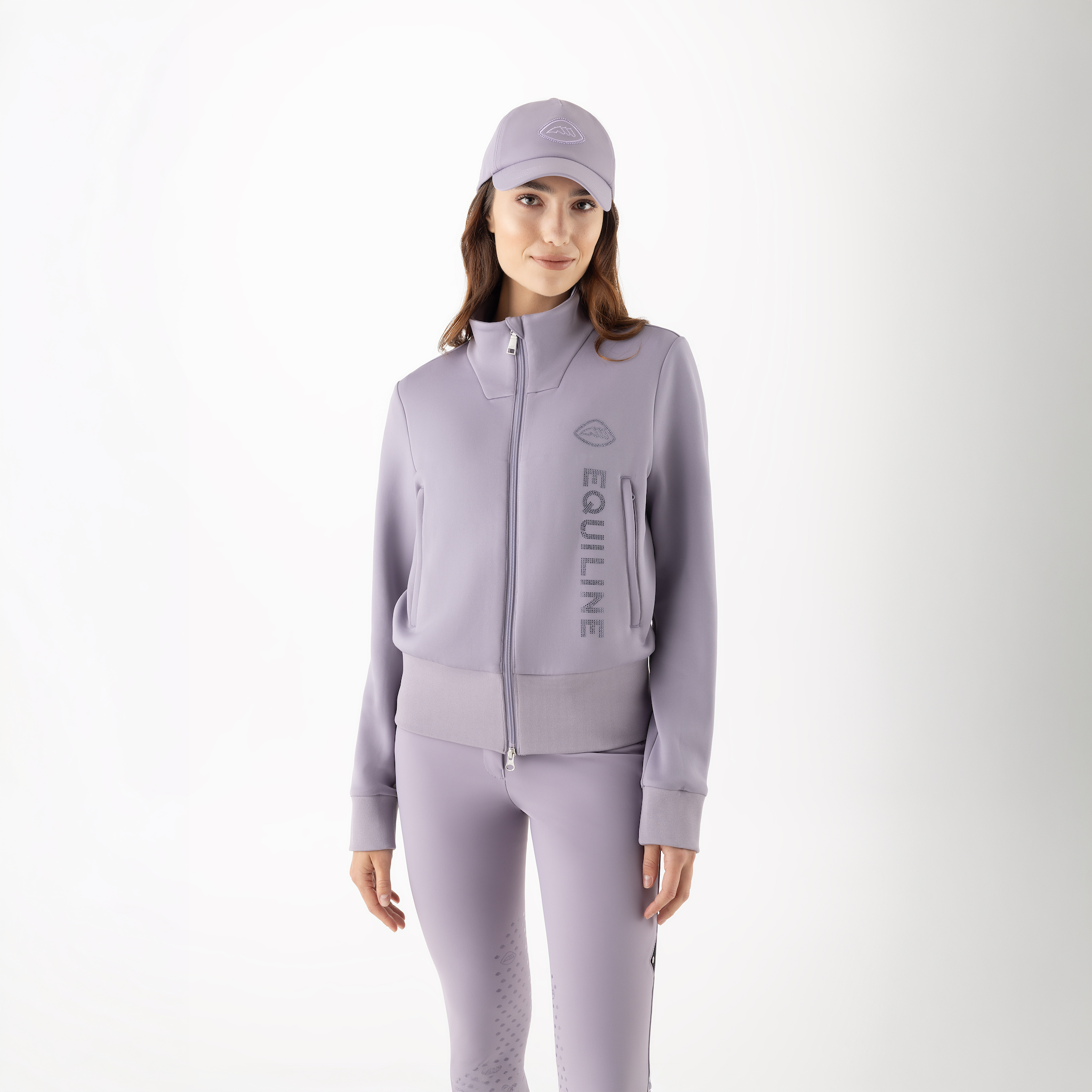 Equiline ladies Glempa zip sweatshirt featuring a full front zipper, casual fit, and soft fabric, ideal for comfortable everyday wear.