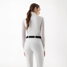 Equiline Ladies Gelsa long sleeve competition shirt, white show riding shirt with subtle logo details and tailored fit.
