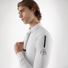 Equiline men's long sleeve competition show shirt with colorful design, lightweight fabric, and tailored fit for equestrian events.