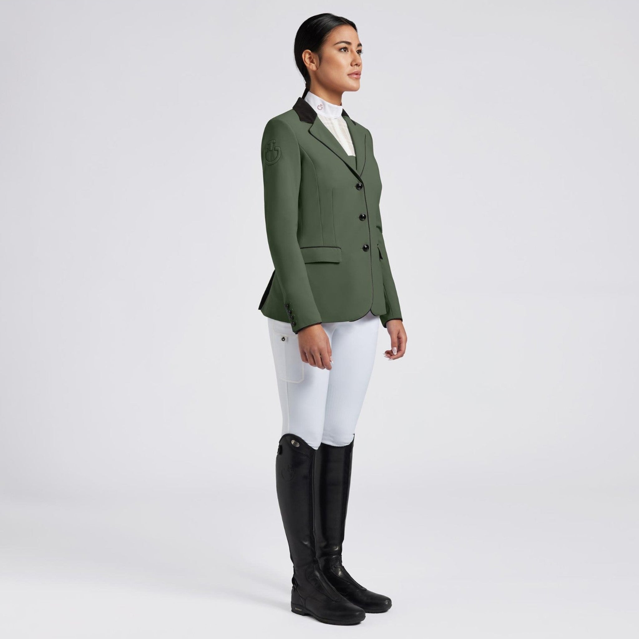 Cavalleria Toscana Ladies GP Show Jacket in navy with tailored fit and elegant detailing, designed for equestrian competitions.