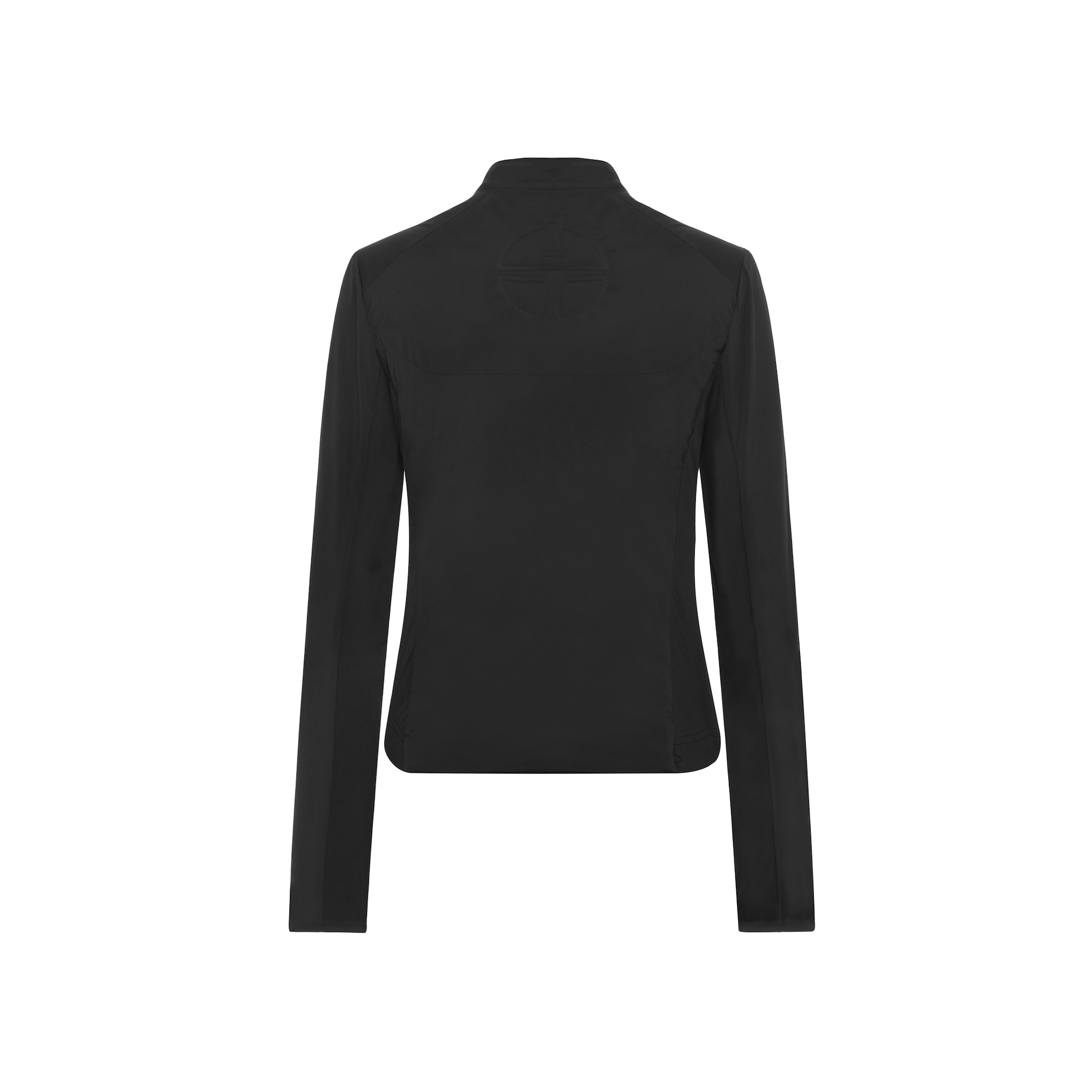 Black Trolle Ladies Thermal Tech Jacket with a casual fit, featuring a zip front and stand-up collar, perfect for cold weather.