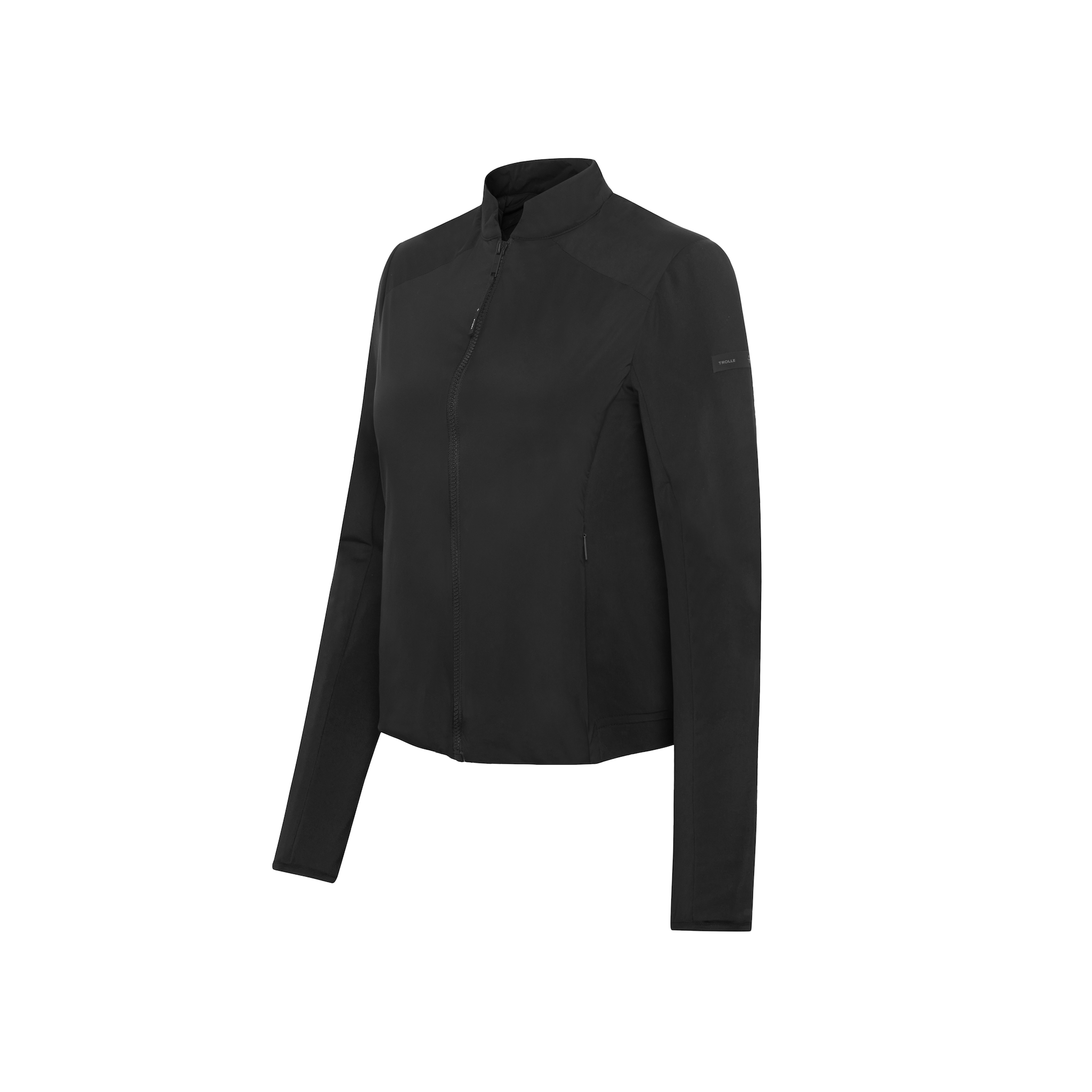Black Trolle Ladies Thermal Tech Jacket, casual coat with insulated fit, designed for warmth and comfort.