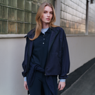Navy Trolle Ladies Cool Dot Light Bomber Jacket featuring a casual design, lightweight fabric, and stylish fit.