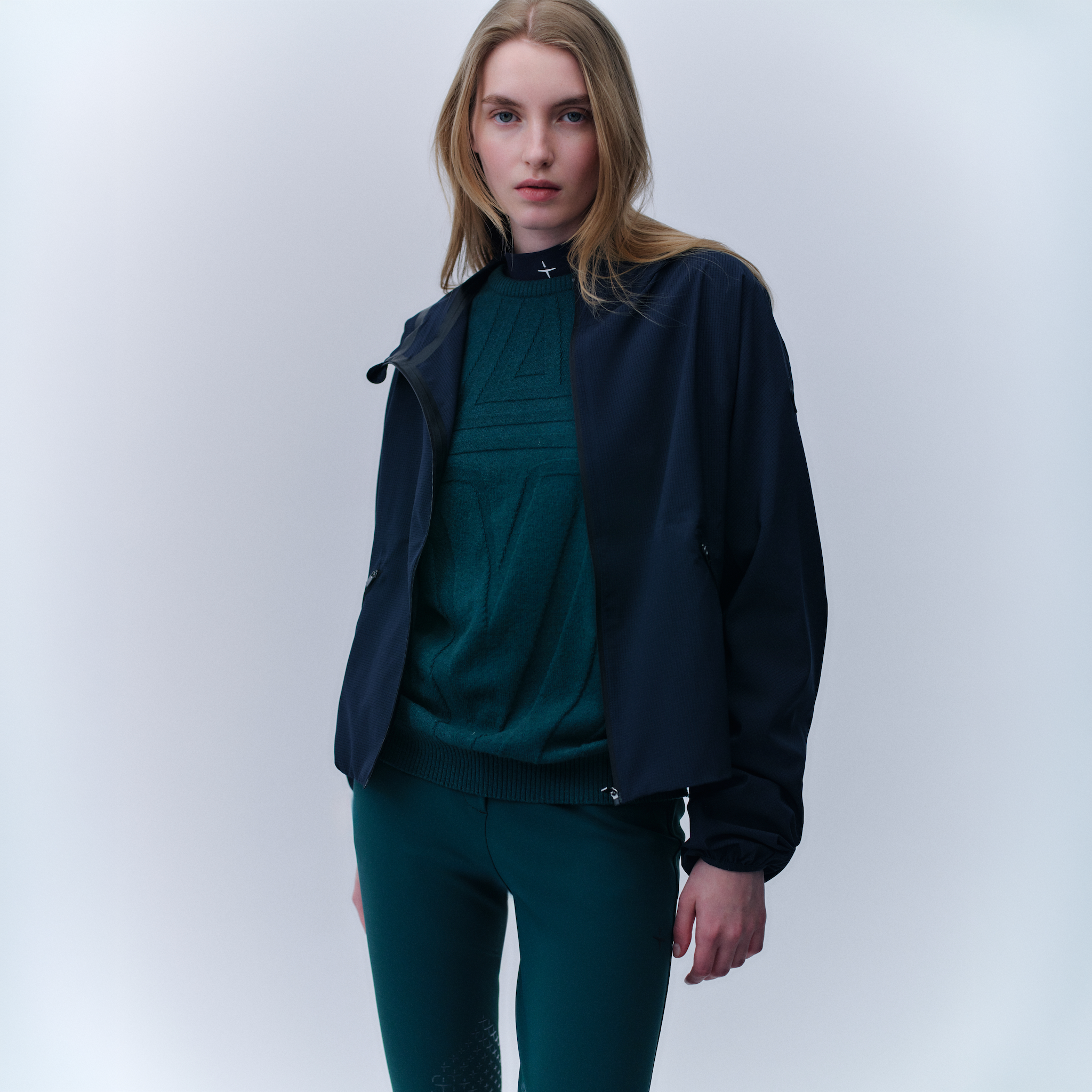 Navy Trolle Ladies Cool Dot light bomber jacket with casual style, featuring a relaxed fit and stylish design for women.