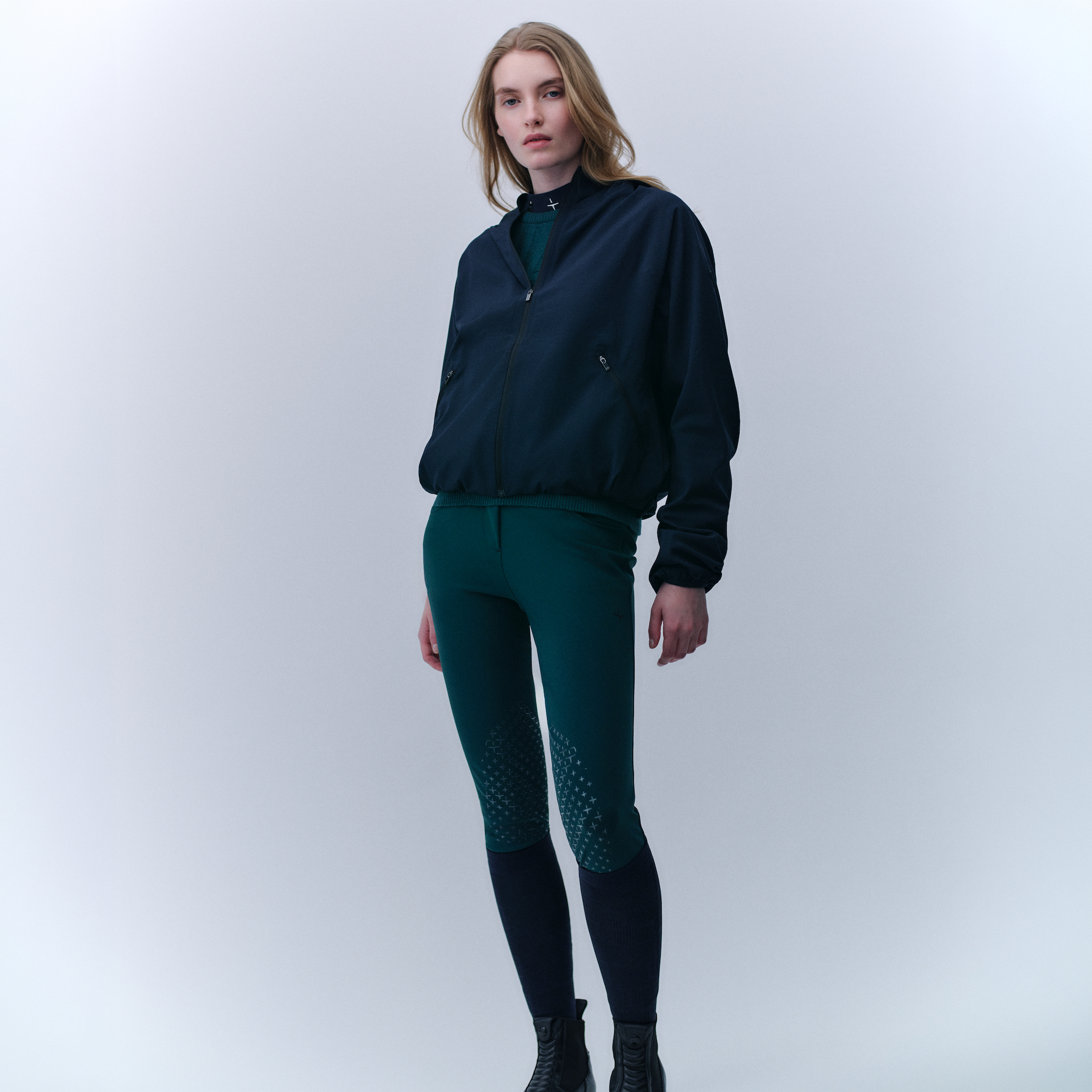 Navy Trolle Ladies Cool Dot Light Bomber Jacket, casual women's jacket with a lightweight design and stylish dot pattern.