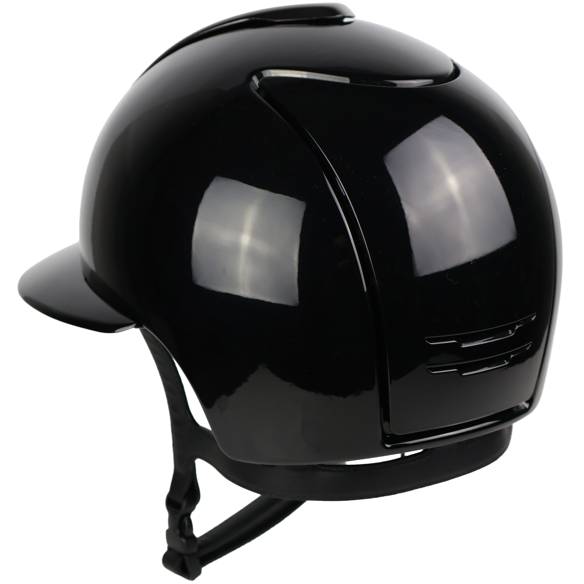 KEP Cromo 2.0 Polish Polo riding helmet in mirror black with polished visor, back, mirror frame, and sub grid details