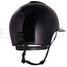 Kep Cromo 2.0 textile riding helmet with silver logo, front and rear views, visor, frame, grid, button, and metal accents.
