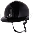 KEP Cromo 2.0 textile riding helmet with silver logo, front and rear views, visor, frame, grid, and button details.