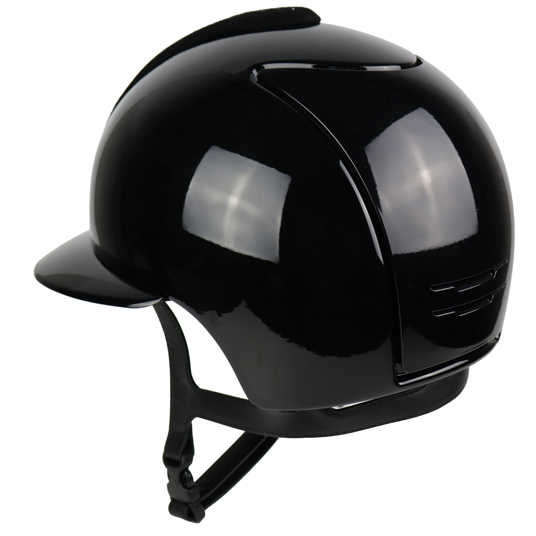 KEP Cromo 2.0 Polish Polo riding helmet with Nebula silver front and silver zircon logo, black with sleek design.