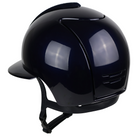 KEP Cromo 2.0 Polish Polo riding helmet with Nebula silver accents and silver zircon logo, shown in black and blue from the back view.