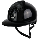 KEP Cromo 2.0 Polish Polo riding helmet with Nebula silver front and silver zircon logo, black color, sleek and protective design.