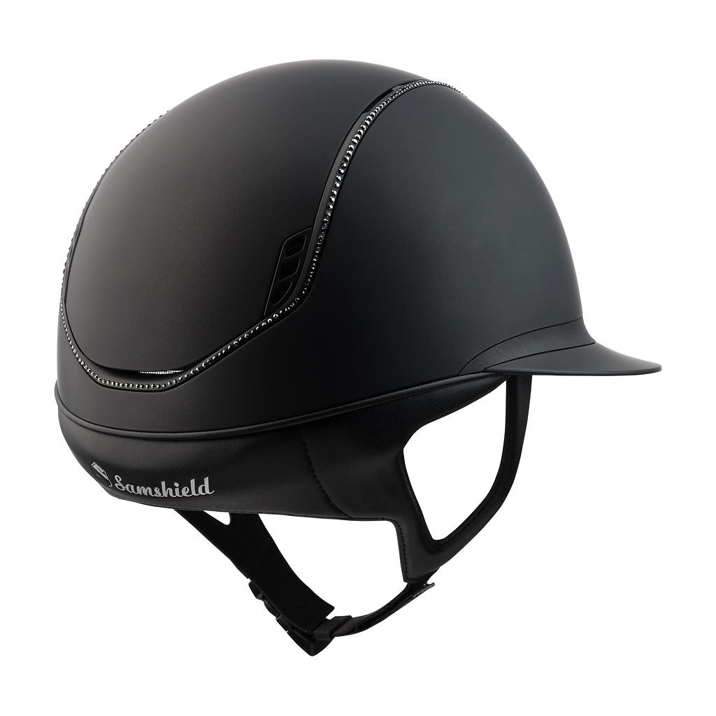 Samshield Miss Shield Shadowmatt 2.0 Riding Helmet, Matt Trim & Blazon, 300x Crystals - Espayo Equestrian