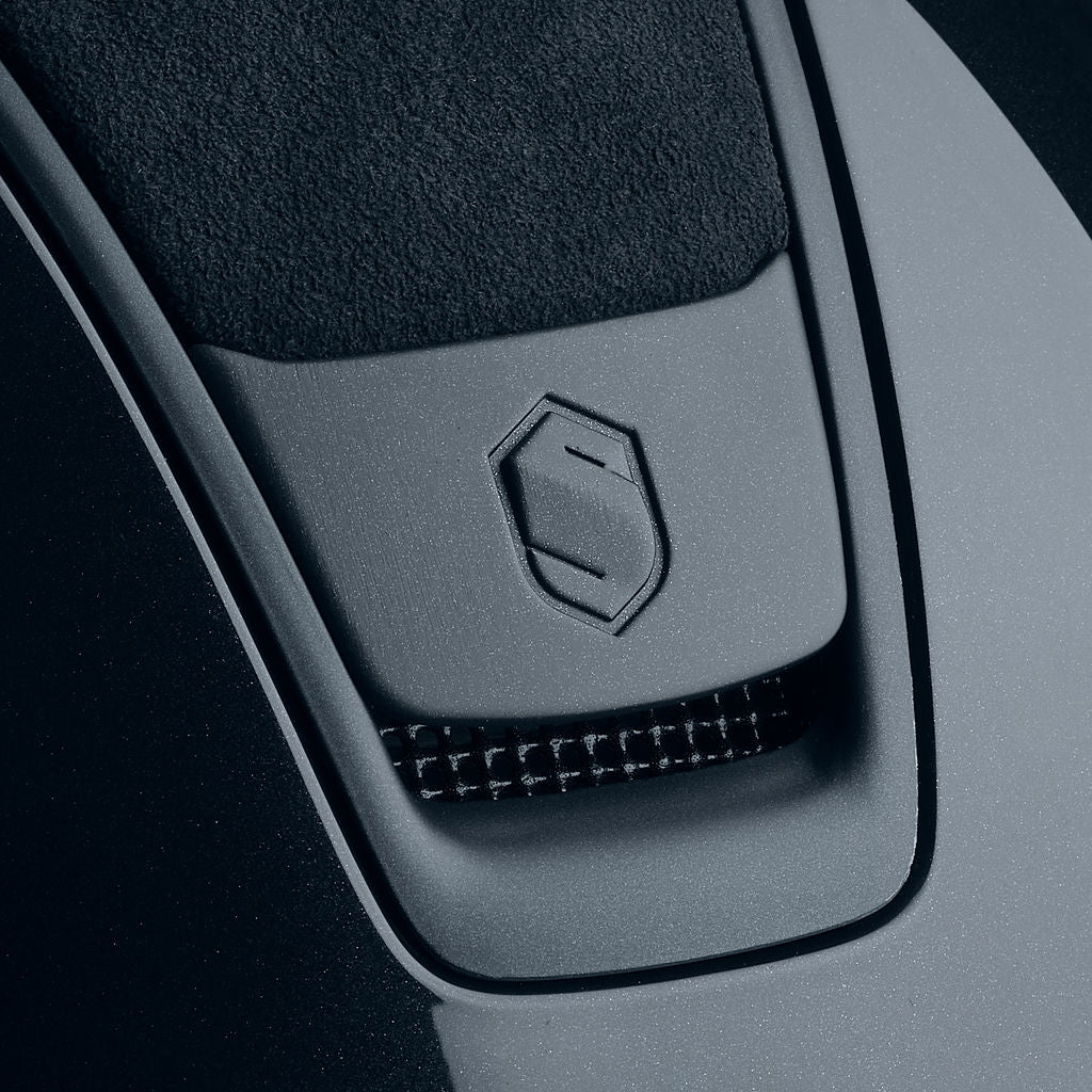 Samshield Miss Shield Shadowglossy 2.0 Riding Helmet, Alcantara Top & Front Band, Matt Trim & Blazon - Espayo Equestrian