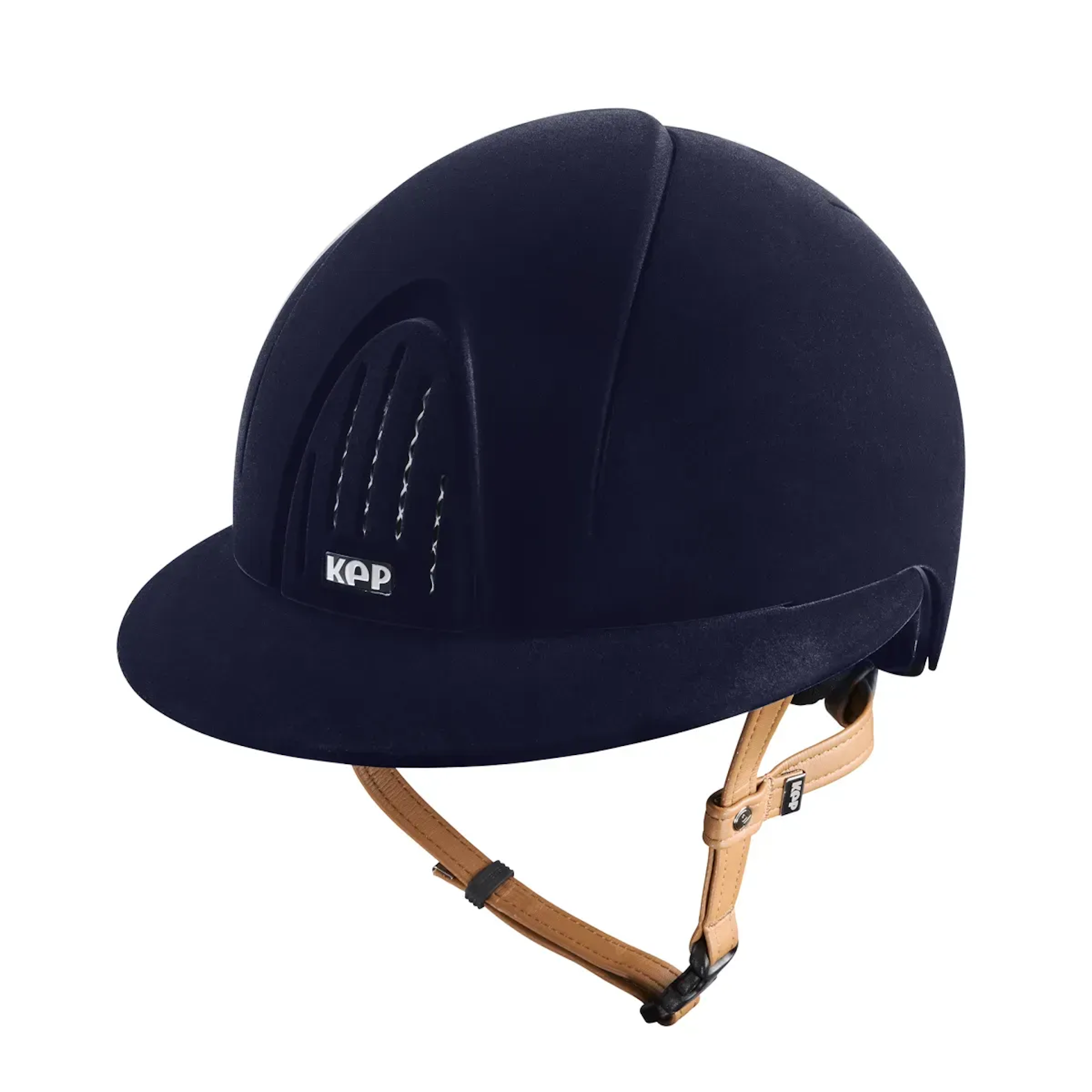 KEP Smart Nova Velvet Riding Helmet Polo Peak with Beige Chin Strap - Espayo Equestrian