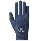 Navy Roeckl Lisboa riding gloves with leather palms and elastic cuffs, designed for equestrian use and riding comfort.