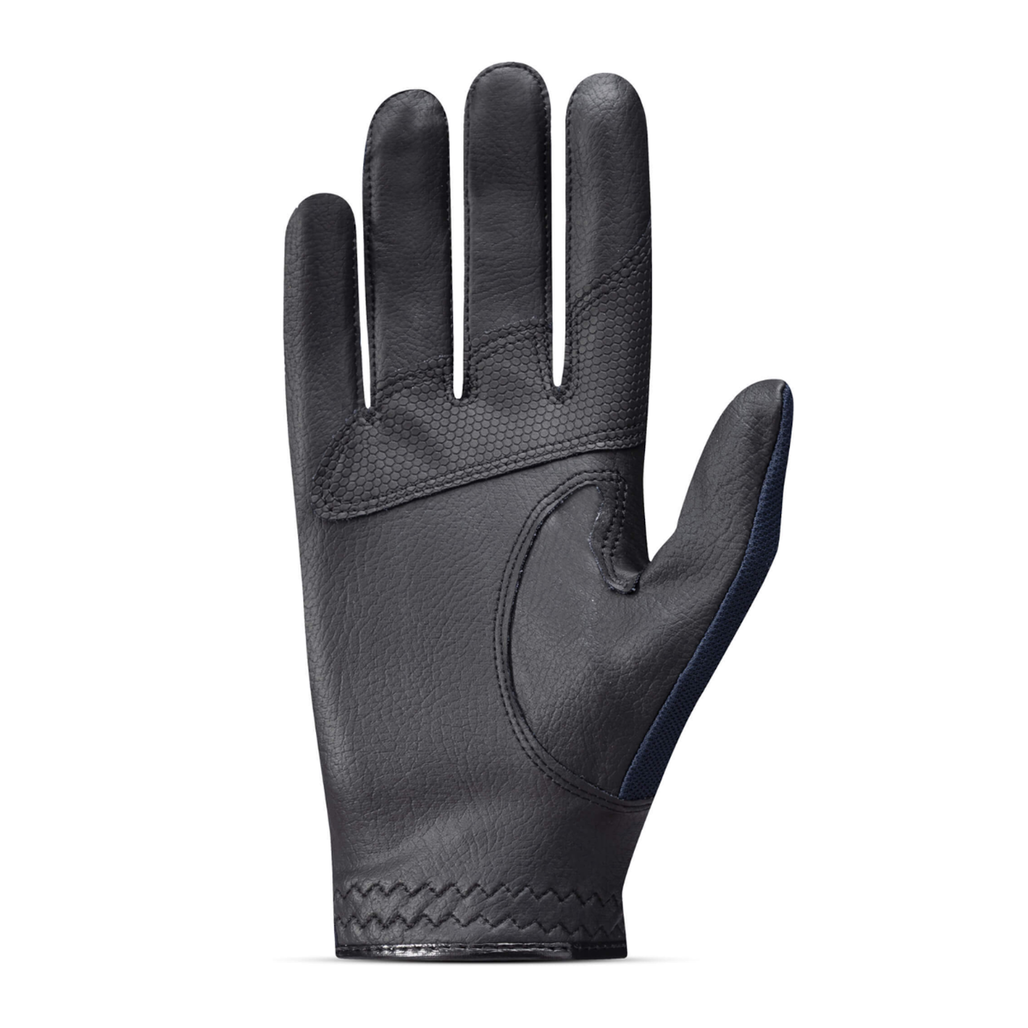 Navy Roeckl Millero unisex gloves shown from the back, featuring textured fabric and sleek design for stylish warmth.