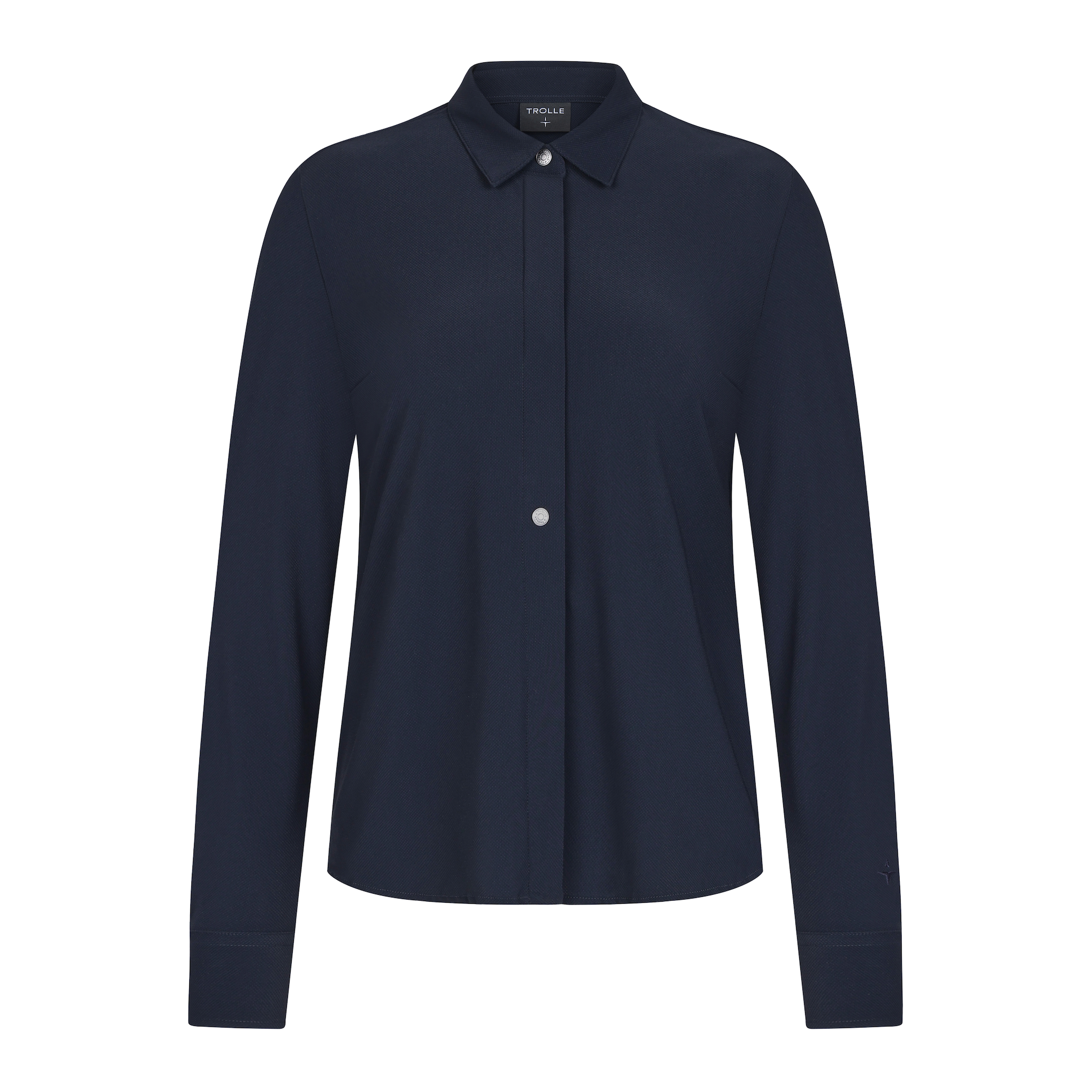 Navy Trolle Ladies casual piquet shirt, a stylish women's polo top made of breathable fabric with a classic fit.