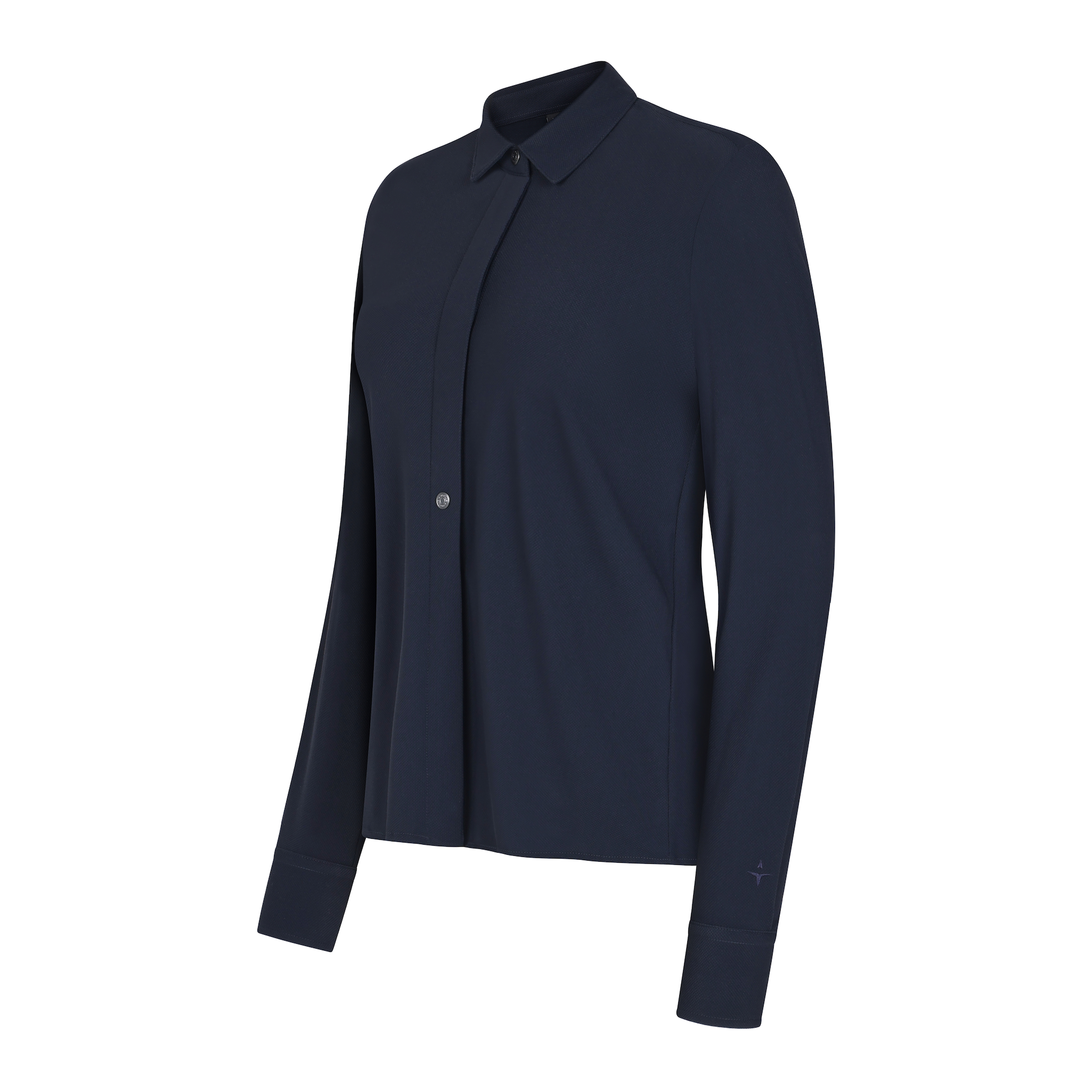 Navy Trolle Ladies casual piquet shirt, a stylish women's polo top with a classic fit and short sleeves.