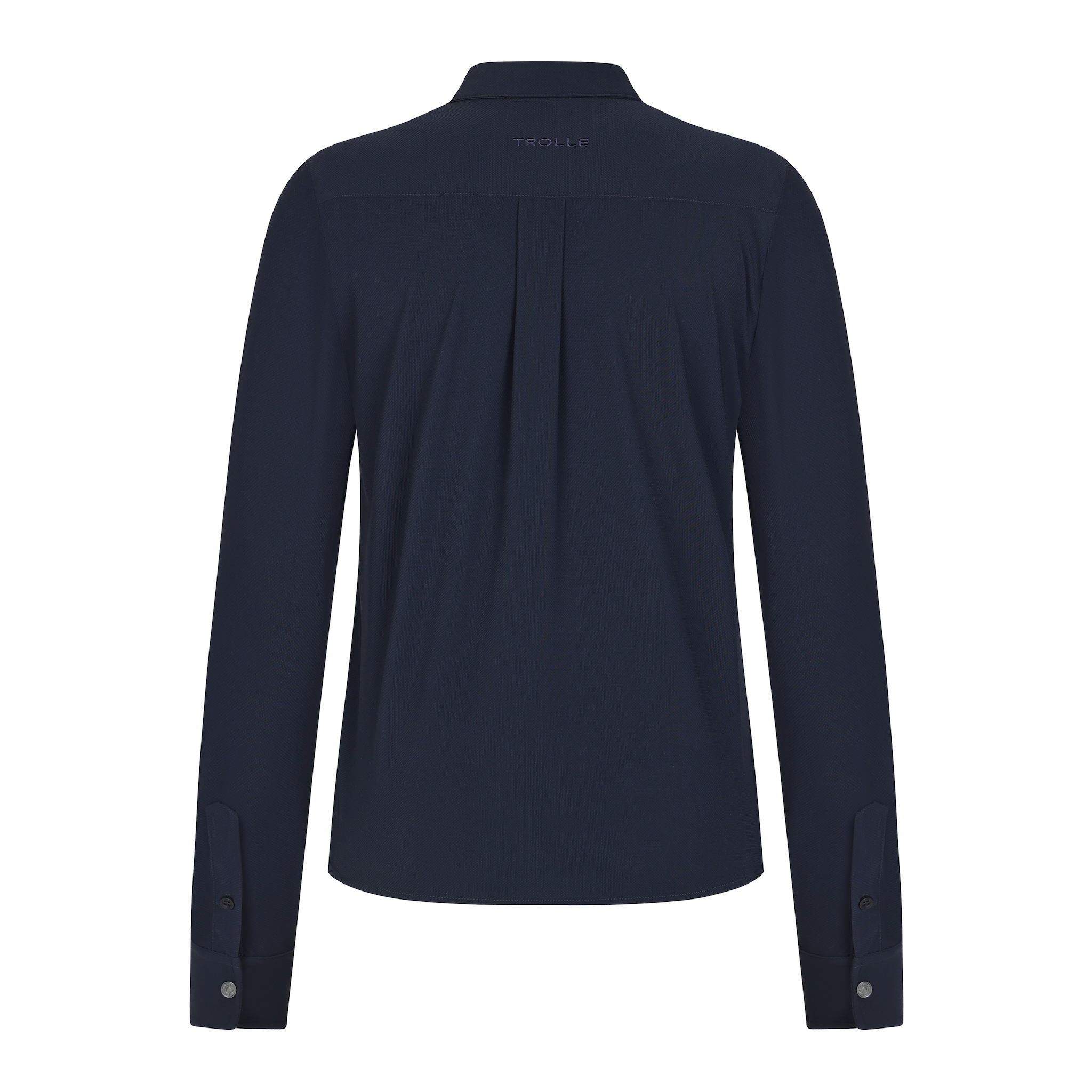 Navy Trolle Ladies casual piquet shirt, a stylish women's polo top with a classic fit and short sleeves.