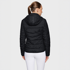 Black Samshield Ladies Davos Puffer Jacket displayed from the back, showcasing its quilted design and cozy fit.