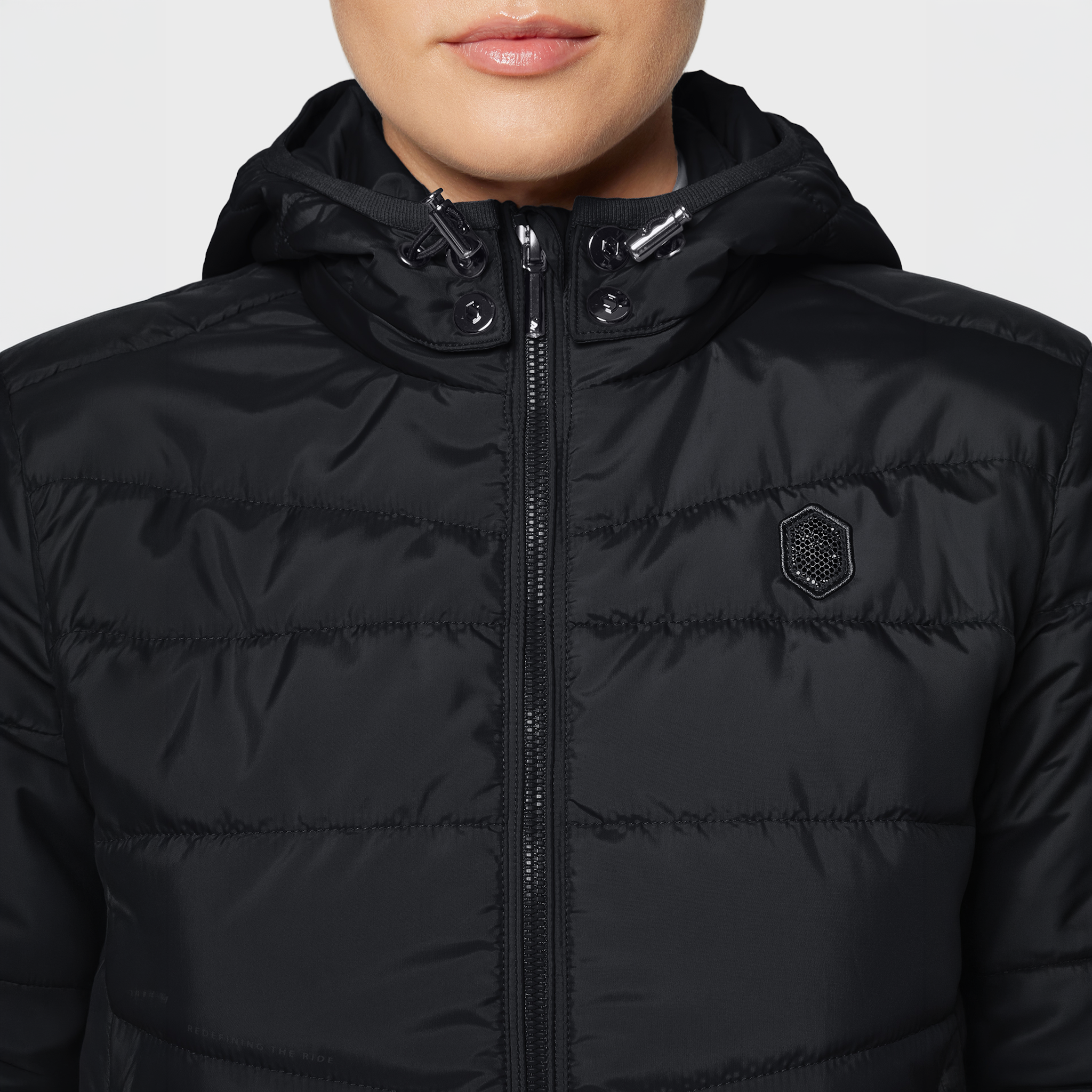Samshield Ladies Davos black puffer jacket with quilted design and front zipper, casual winter coat for women.