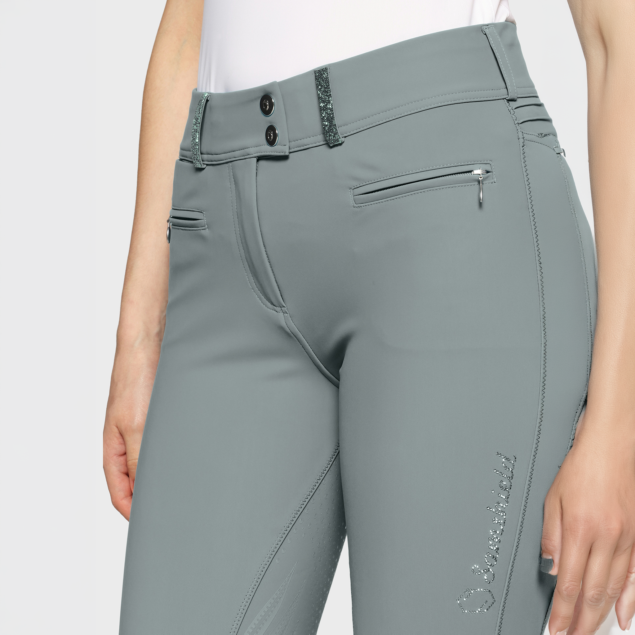 Samshield Ladies SS26 Clara Premium knee grip breeches with detailed Granit design, tailored for comfort and style in riding apparel.