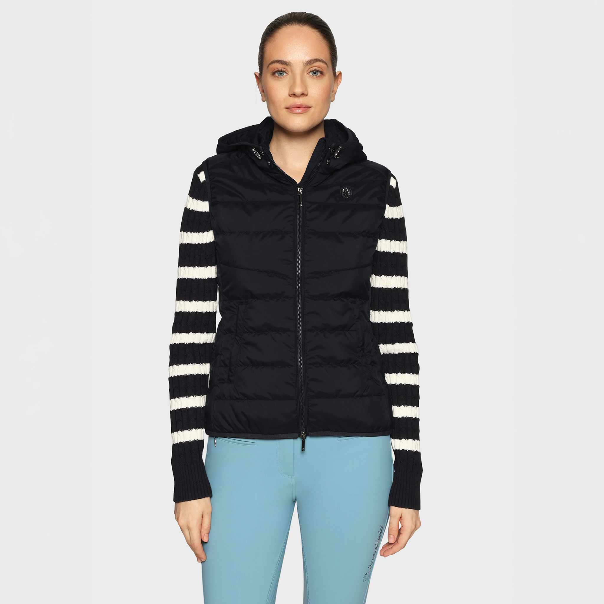 Black Samshield Ladies Alta Badia Gilet with quilted design, tailored fit, and subtle logo details.