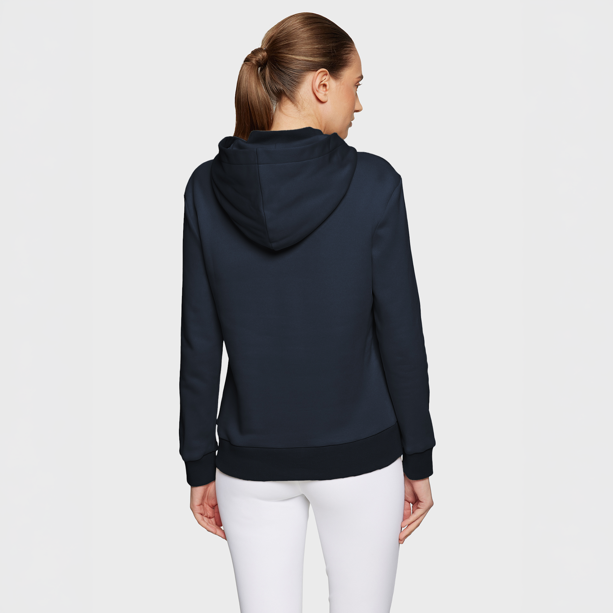 Samshield Ladies SS26 Camilla navy hoodie, casual jumper with drawstring hood, cotton blend, front pocket, comfortable fit.