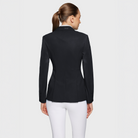 Black Samshield Ladies Alixair Leaf Show Jacket with elegant leaf embroidery and tailored fit for equestrian competitions.
