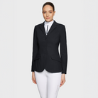 Samshield Ladies Alixair Leaf Black Show Jacket featuring a sleek design and decorative leaf details for equestrian competitions.