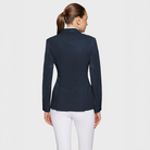 Samshield Ladies Alixair Leaf show jacket in navy with detailed leaf embroidery, tailored fit, and elegant design for equestrian events.