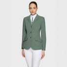 Samshield Ladies Alixair Leaf Show Jacket in pistachio, featuring elegant leaf embroidery and tailored fit for equestrian competitions.