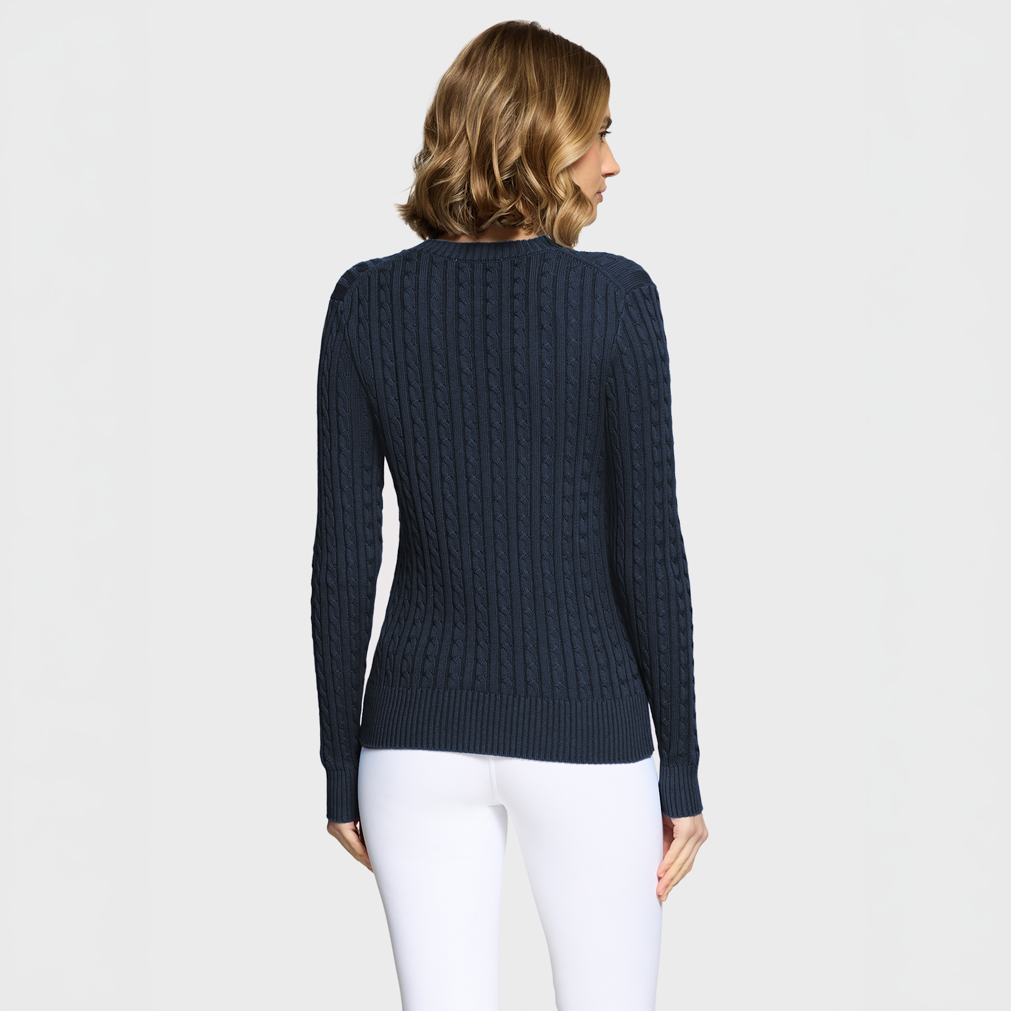 Samshield Ladies SS26 Lisa twisted sweater in dusty navy, featuring a casual fit and stylish twisted design.
