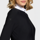 Samshield Ladies Eiden long sleeve show shirt in black with subtle detailing, designed for equestrian show riding.