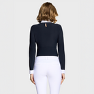 Samshield ladies long sleeve show shirt in navy, featuring a fitted design and subtle branding, suitable for equestrian competitions.