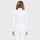 White Samshield ladies long sleeve show shirt with elegant design, suitable for equestrian competitions and riding events.