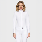 Samshield Ladies Roxanne Premium long sleeve show shirt in white, featuring a tailored fit and elegant design for equestrian events.