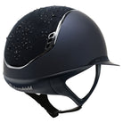 Samshield Miss Shield Shadowmatt 2.0 riding helmet with crystal bloom top, black chrome trim, and elegant front band.