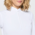 Samshield Ladies SS26 Aloise short sleeve show shirt in white with elegant details, designed for equestrian competition.