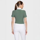 Samshield Ladies Gretta short sleeve show shirt with metal dot details in pistachio, lightweight and breathable for equestrian events.