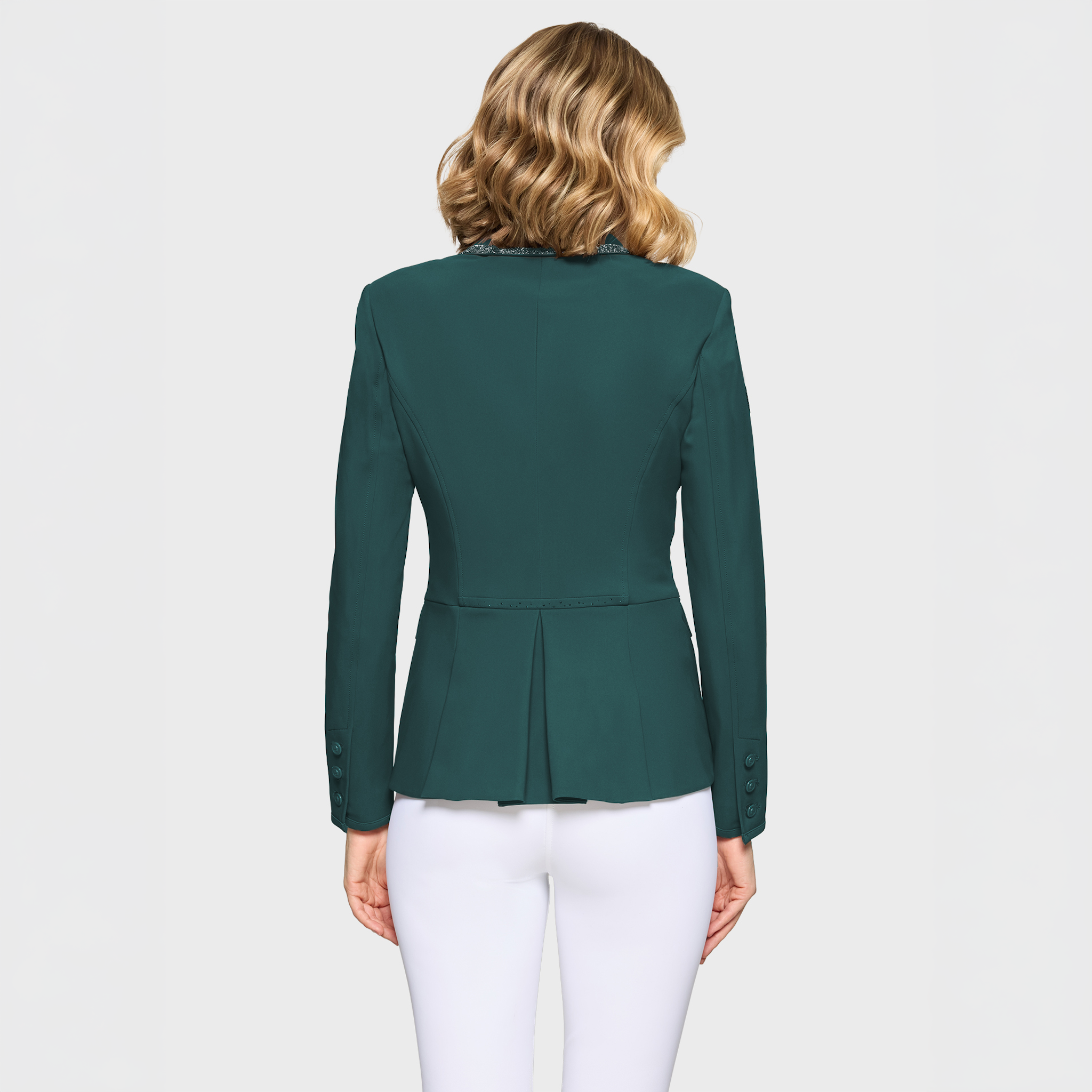 Samshield Ladies SS26 Victory Premium show jacket in hunter green, tailored fit with elegant details for equestrian events.