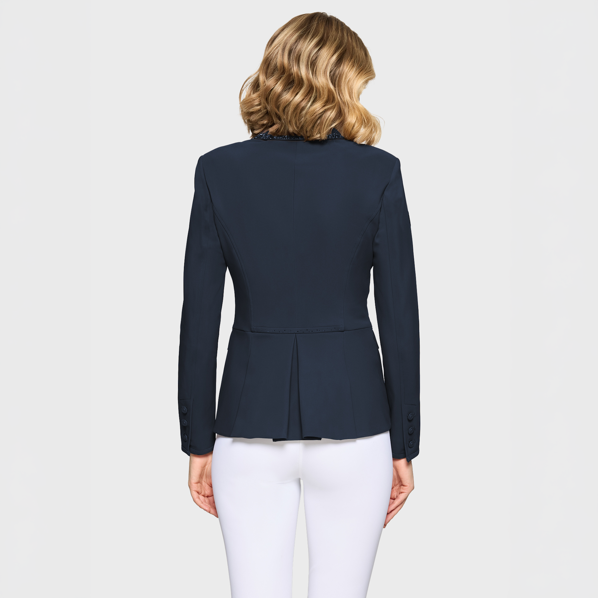 Samshield Ladies SS26 Victory Premium navy show jacket with tailored fit, ideal for equestrian competitions.