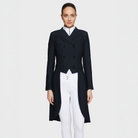 Samshield Ladies Frac Wellington Crystal dressage show jacket in navy with crystal embellishments, tailored for elegant equestrian performance.