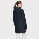 Samshield Delfina navy and beige waterproof rain coat for ladies, casual jacket with front zipper and hood, outdoor weather protection.