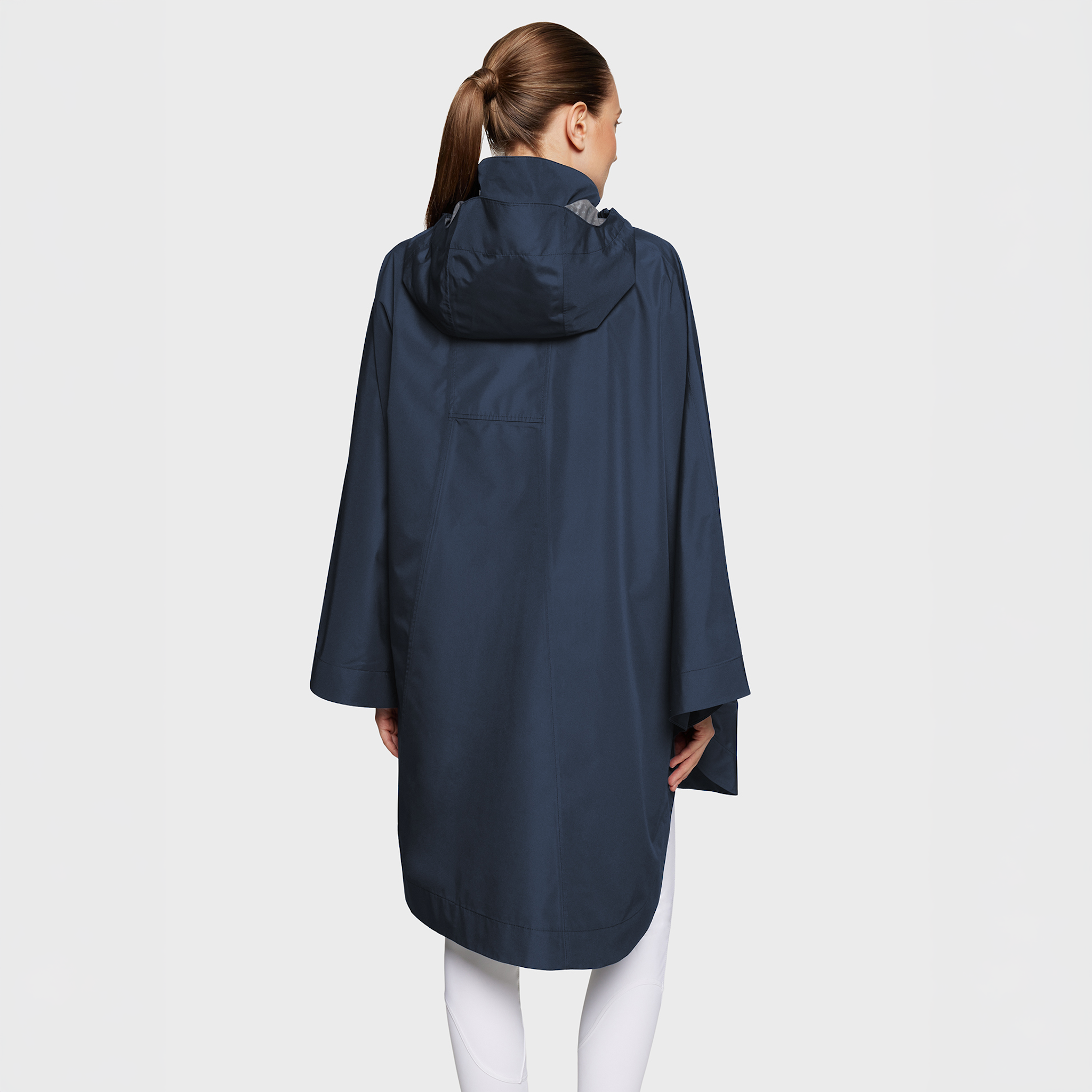 Samshield Ladies SS26 Elfida navy waterproof poncho, casual coat with hood, designed for outdoor protection and style.
