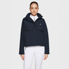 Samshield Ladies SS26 Lina navy waterproof rain coat showing a stylish casual jacket with a hood and zip closure.